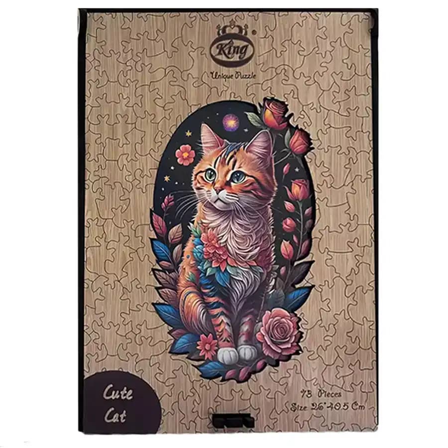 پازل چوبی کینگ طرح گربه سایز A3