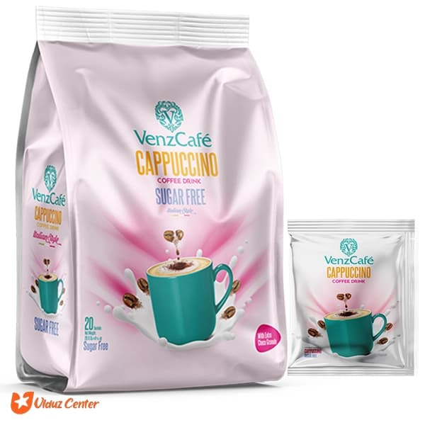 پودر کاپوچینو رژیمی ونز کافه با طعم کارامل بسته 20 عددی