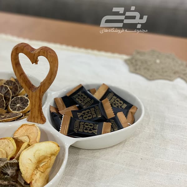 اردو 3خانه گرد دسته چوبی چینی سفید — تصویر ۲