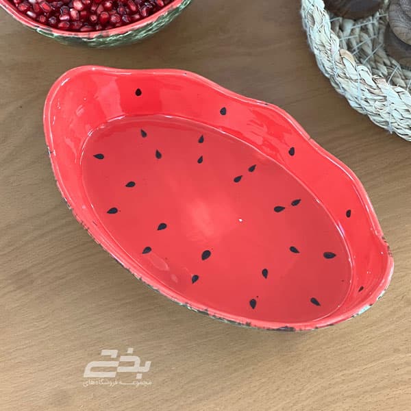 تابه سرامیکی بیضی طرح هندوانه — تصویر ۳