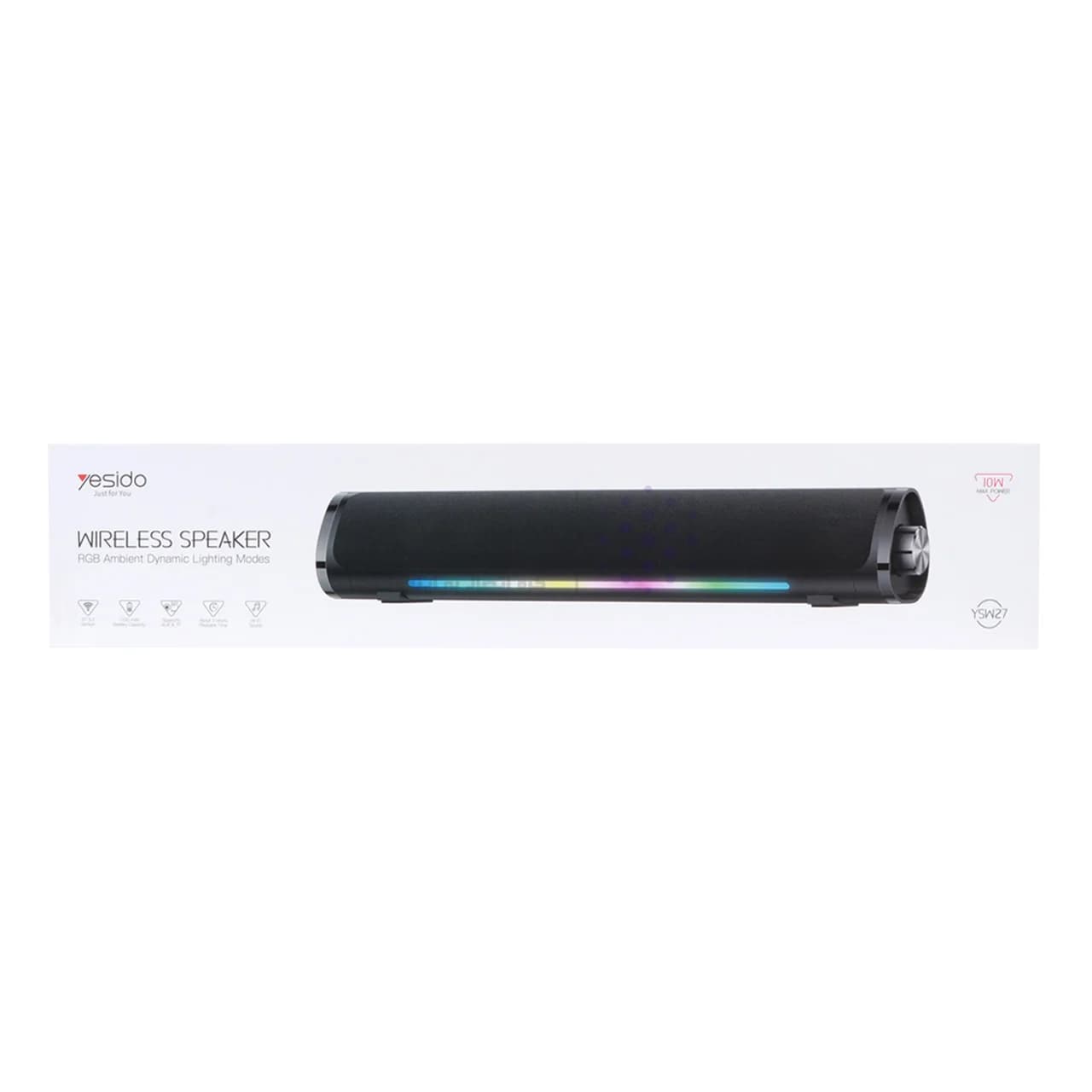 اسپیکر و ساندبار بلوتوثی 10 وات Yesido مدل YSW27 با نورپردازی RGB – رنگ مشکی (گارانتی 18 ماه تعویض نیکان همراه) — تصویر ۷