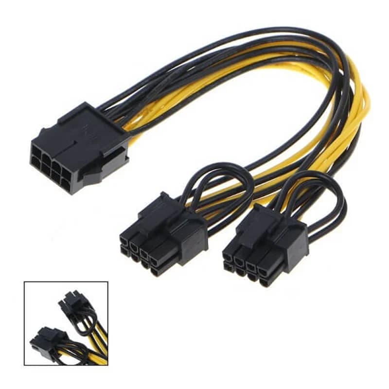 تبدیل 8 پین برق پاور به دو تا 2+6 پین نر VGA