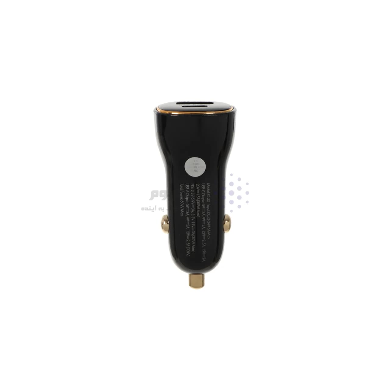 شارژر فندکی فست و PD دو پورت LDNIO مدل C103 60W به همراه کابل شارژ Type-C TO Type-C – مشکی (اصلی) — تصویر ۲