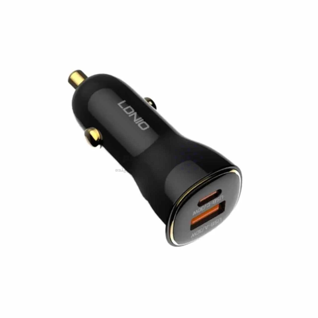 شارژر فندکی فست و PD دو پورت LDNIO مدل C103 60W به همراه کابل شارژ Type-C TO Type-C – مشکی (اصلی) — تصویر ۴