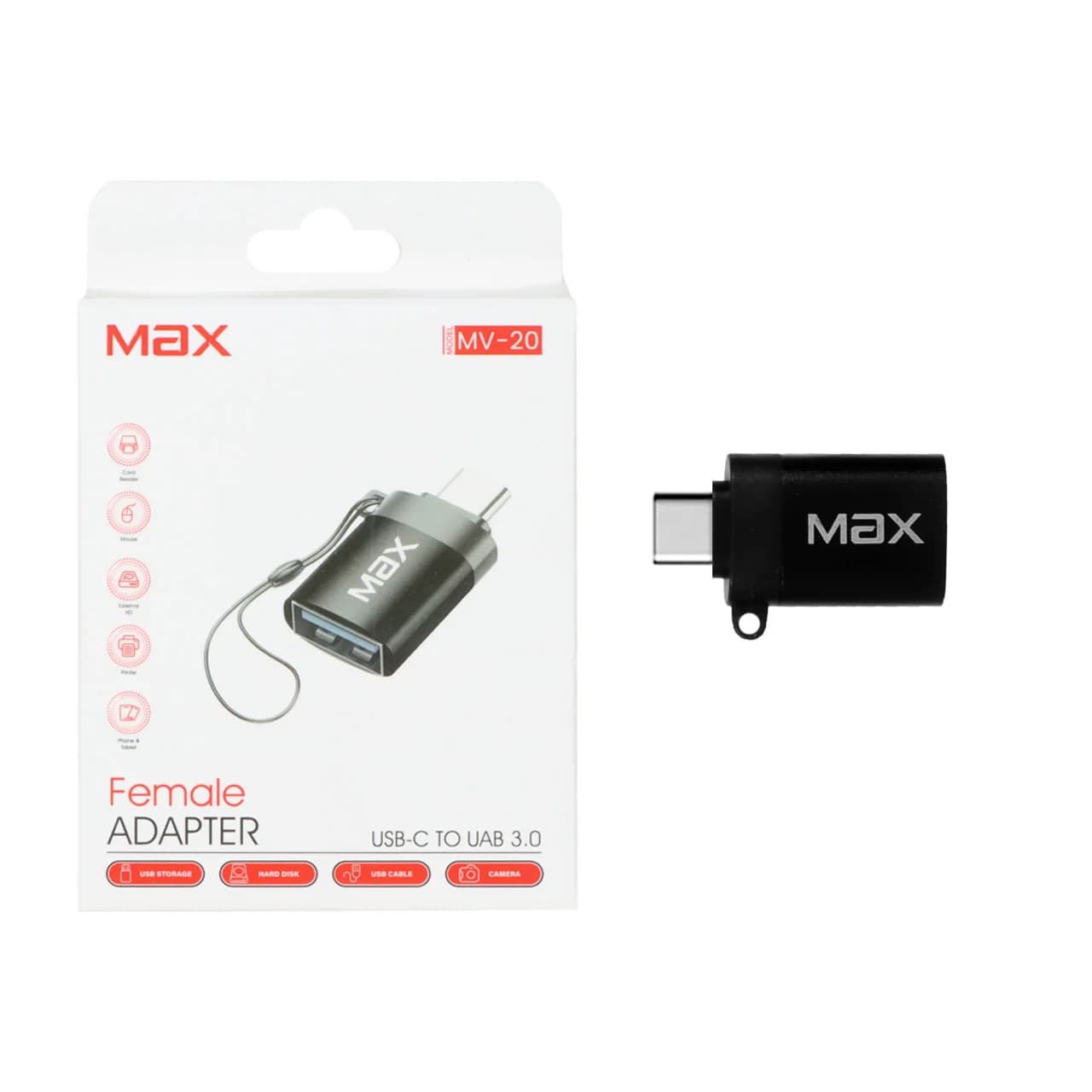 تبدیل Max Type-C To USB3.0 مدل MV-20 – مشکی – MMX
