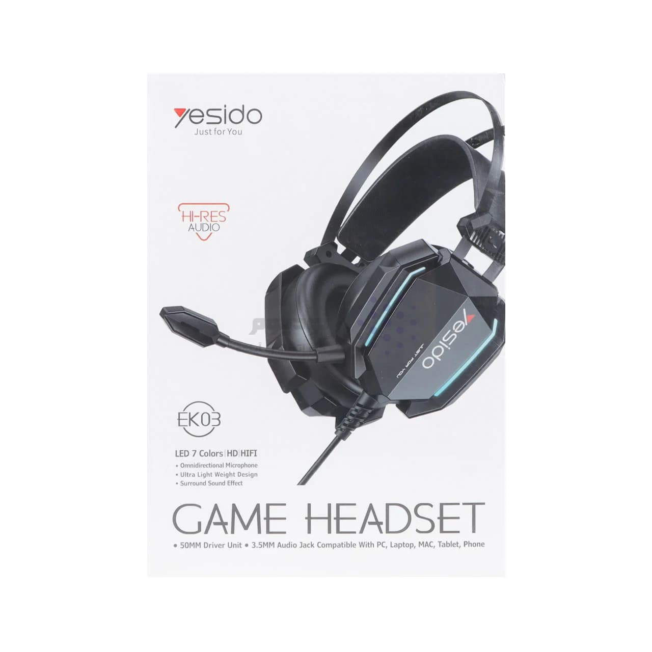 هدفون باسیم گیمینگ Yesido مدل EK03 ، با نورپردازی RGB – مشکی (گارانتی 18 ماه تعویض نیکان همراه) — تصویر ۸
