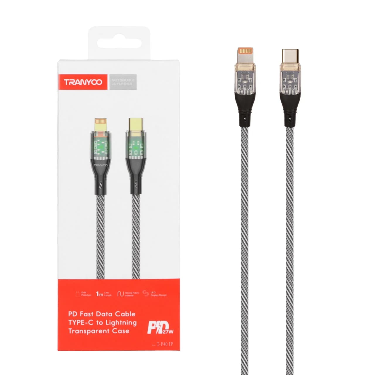 کابل شارژ PD و فست Tranyoo Type-C to Lightning مدل T-P40 IP – مشکی
