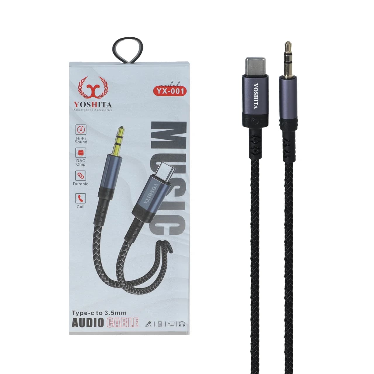 کابل Yoshita Type-C To Aux مدل YX-001 – مشکی – MMS (گارانتی شش ماهه YA)