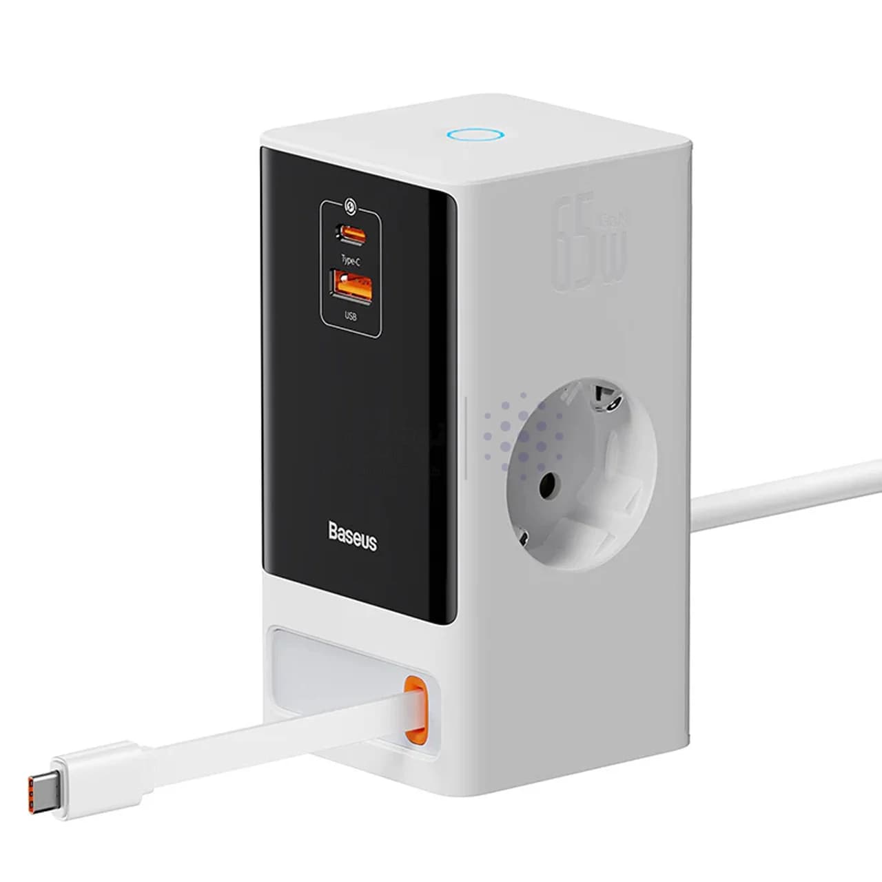 شارژر رومیزی فست چندکاره Baseus مدل PowerCombo Digital PowerStrip 65W – سفید (گارانتی آونگ) — تصویر ۲