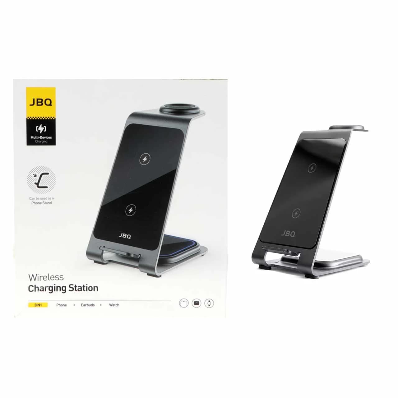 شارژر وایرلس سه کاره JBQ مدل WIC-01 – مشکی (گارانتی شش ماهه رصاصی)