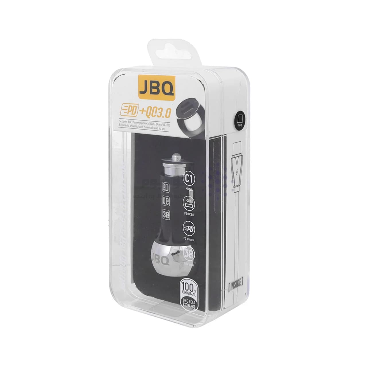 شارژر فندکی فست و PD دو پورت JBQ مدل C1 38W همراه با کابل Type-C – نقره ای (گارانتی یکساله رصاصی) — تصویر ۳
