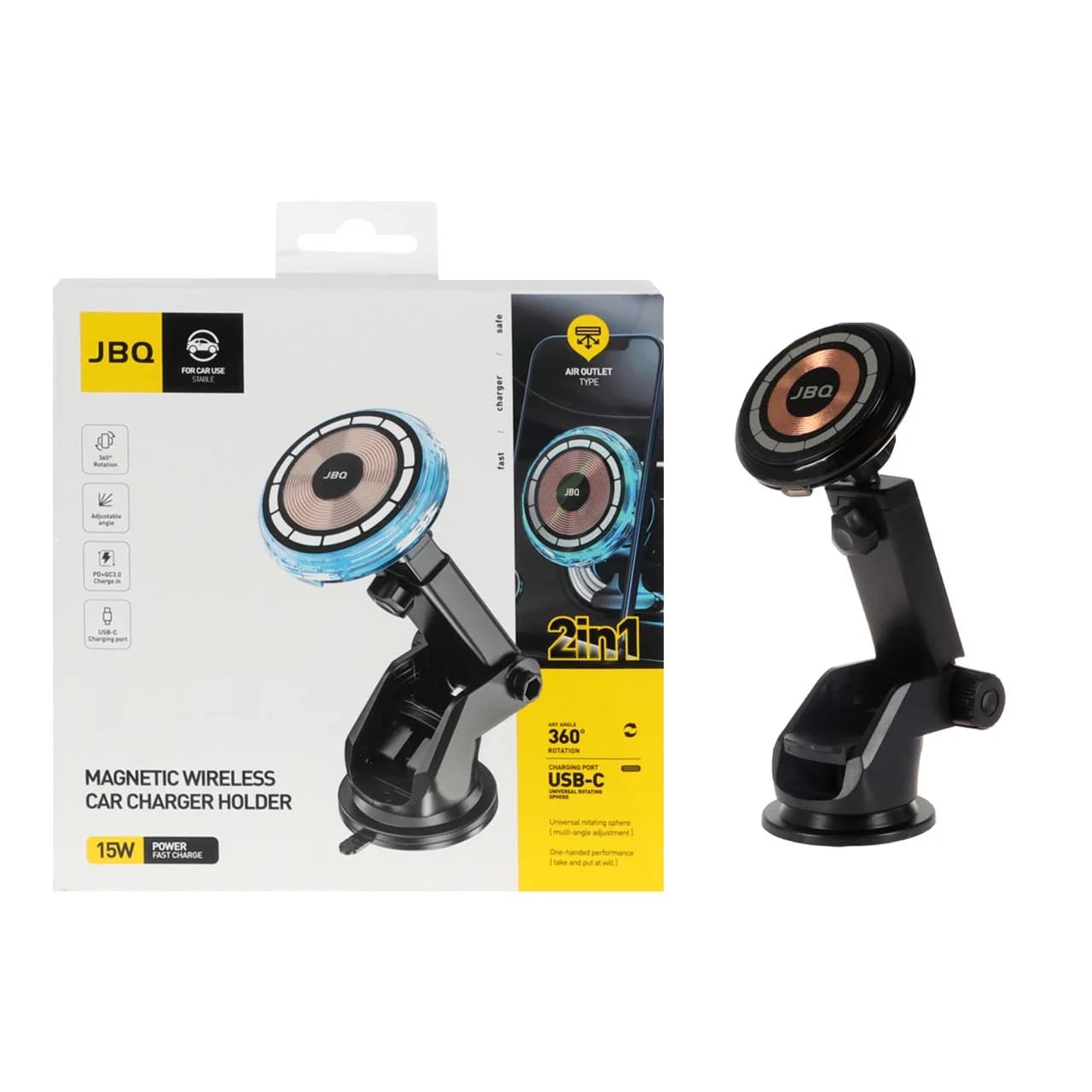 شارژر وایرلس و هولدر گوشی موبایل مگنتی JBQ مدل HLC-525 – مشکی