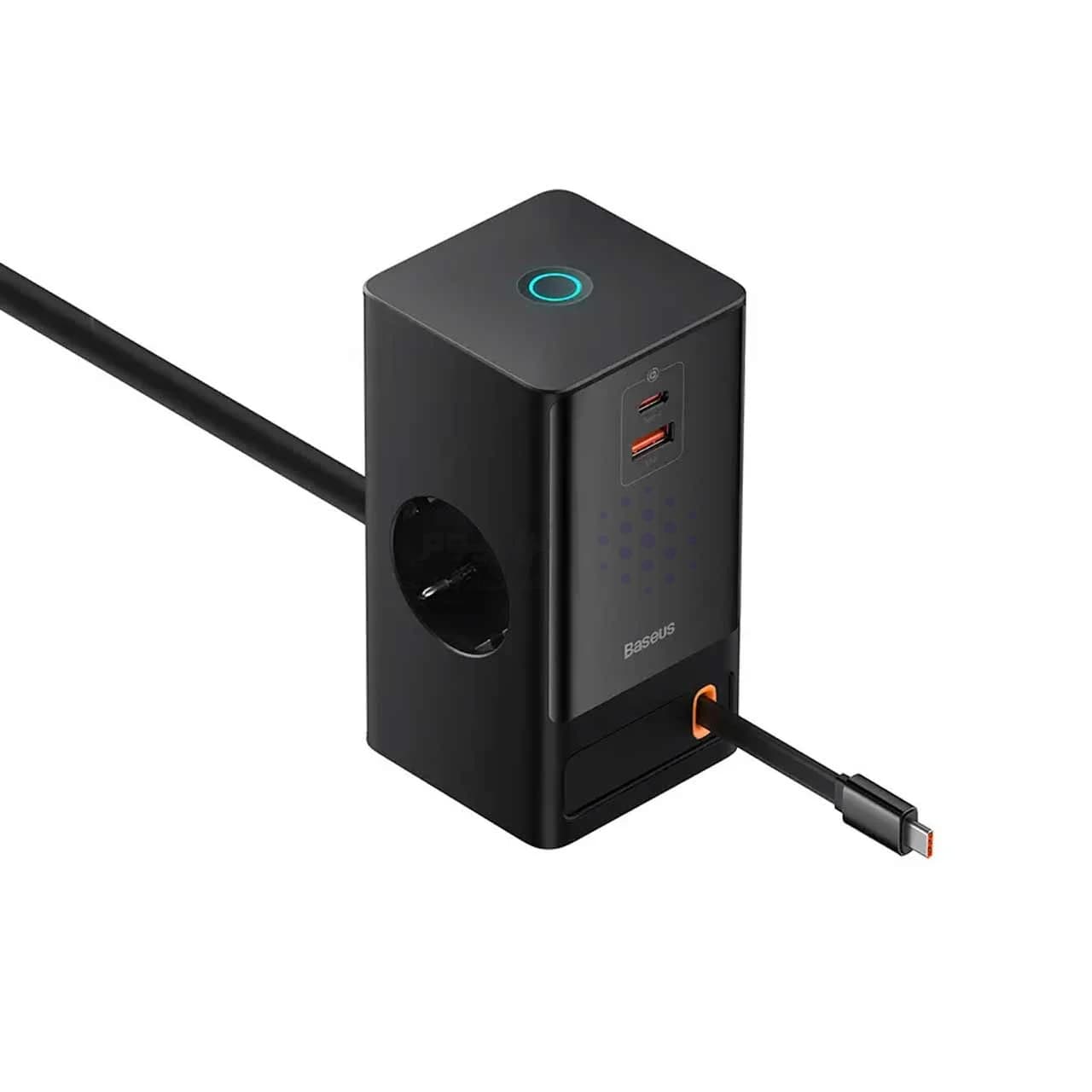 شارژر رومیزی فست چندکاره Baseus مدل PowerCombo Tower PowerStrip 65W – مشکی (گارانتی 24 ماهه آونگ) — تصویر ۵
