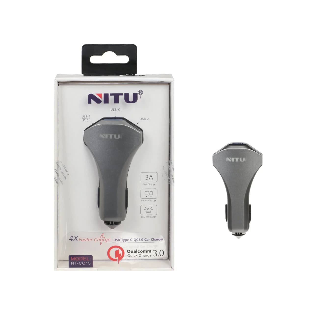 شارژر فندکی فست دو پورت NITU مدل CC15 – خاکستری (گارانتی 18 ماه تعویض نیکان همراه)