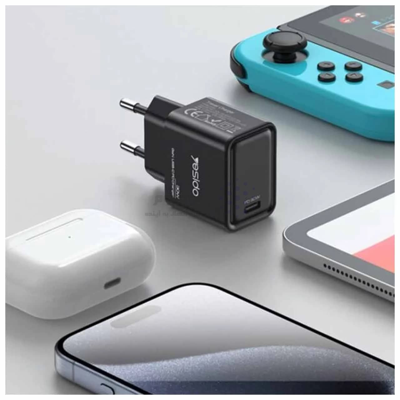 شارژر دیواری PD و فست تک پورت Yesido مدل 30W YC63 – مشکی (گارانتی 18 ماه تعویض نیکان همراه) مجهز به فناوری GAN — تصویر ۲