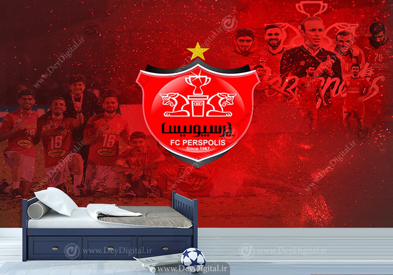 پوستر دیواری آرم پرسپولیس با رمینه قرمز WA-1480