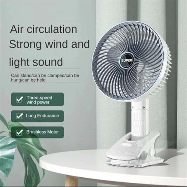 پنکه شارژی مدل Circulation Clamp Fan-2000 ظرفیت 1200 میلی آمپر ساعت — تصویر ۸