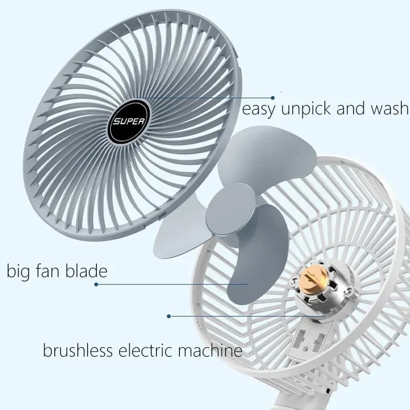 پنکه شارژی مدل Circulation Clamp Fan ظرفیت 1200 میلی آمپر ساعت — تصویر ۶