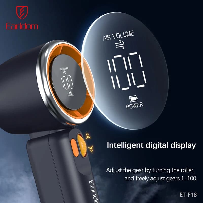پنکه شارژی ارلدام مدل TURBO FAN F18 ظرفیت 3600 میلی آمپر ساعت — تصویر ۳