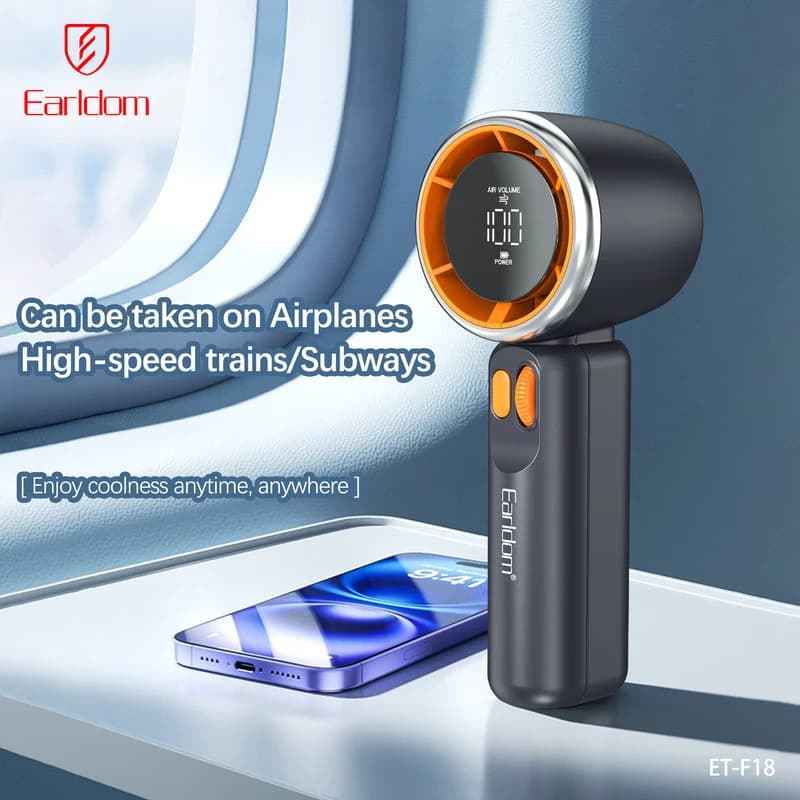پنکه شارژی ارلدام مدل TURBO FAN F18 ظرفیت 3600 میلی آمپر ساعت — تصویر ۵