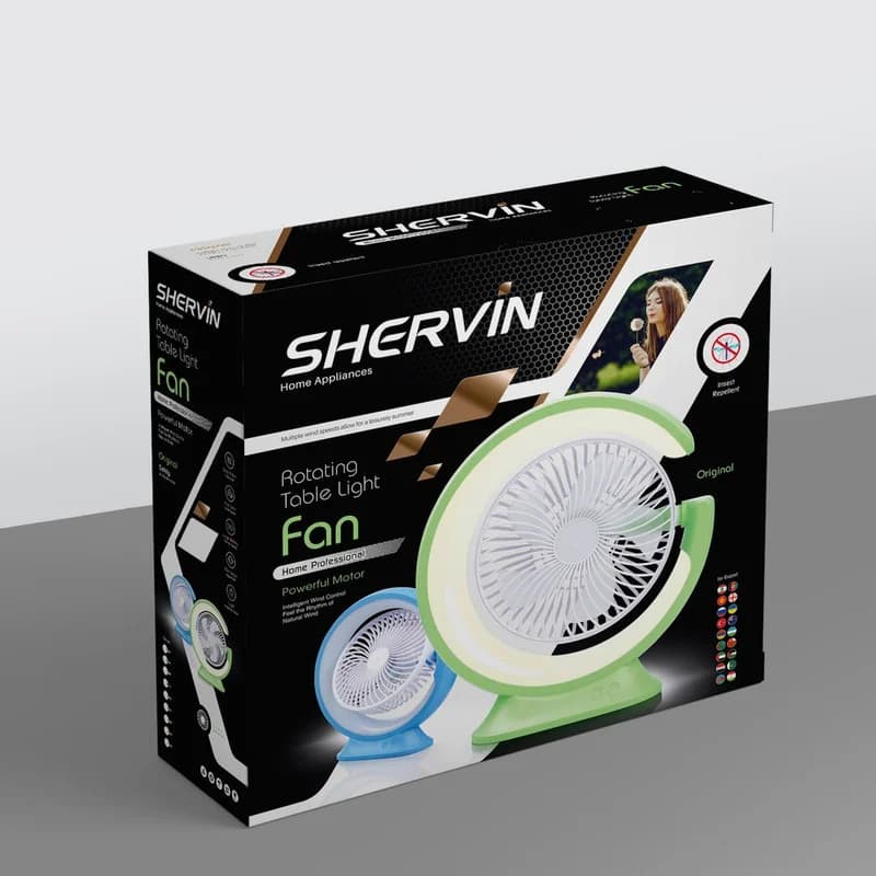 پنکه شارژی شروین مدل shervin Table Light Fan ظرفیت 4000 میلی آمپرساعت — تصویر ۸