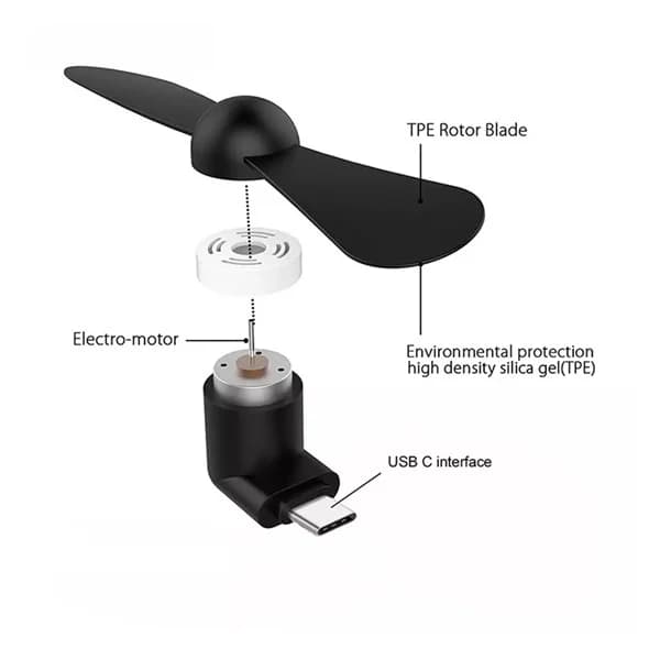 پنکه همراه مدل OTG Mini USB-TYPE C — تصویر ۸