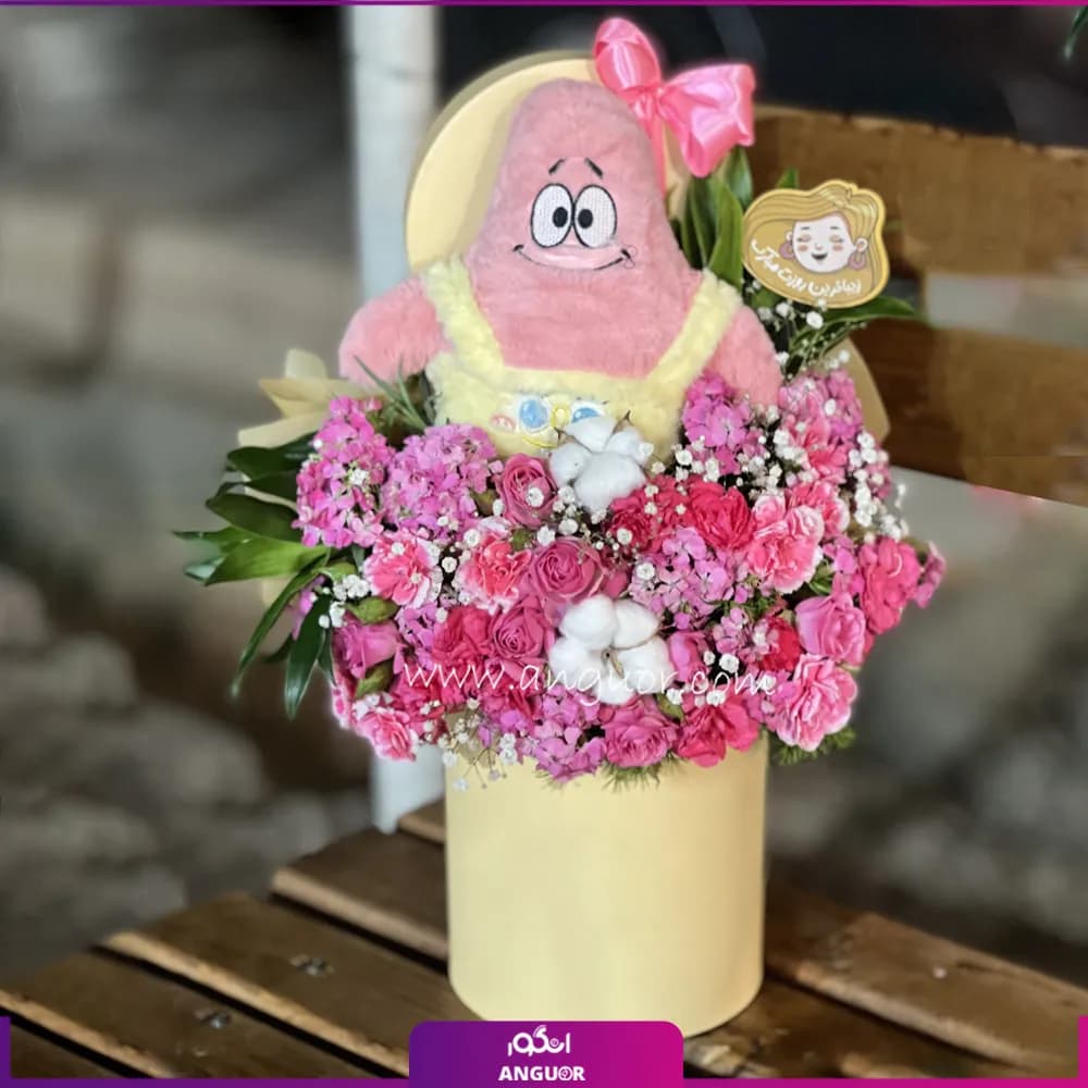 باکس گل و عروسک روزت مبارک دخترم
