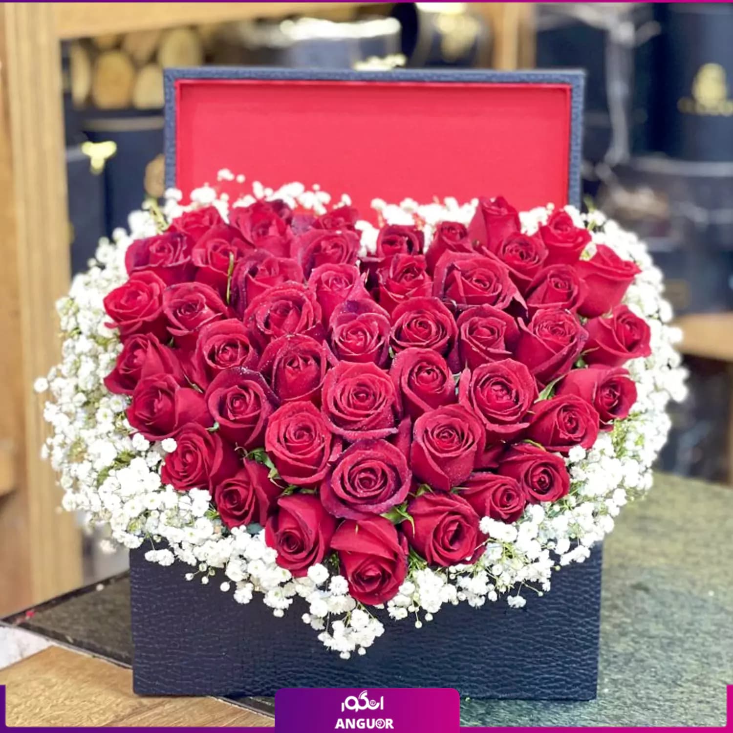 باکس گل رز طرح قلب