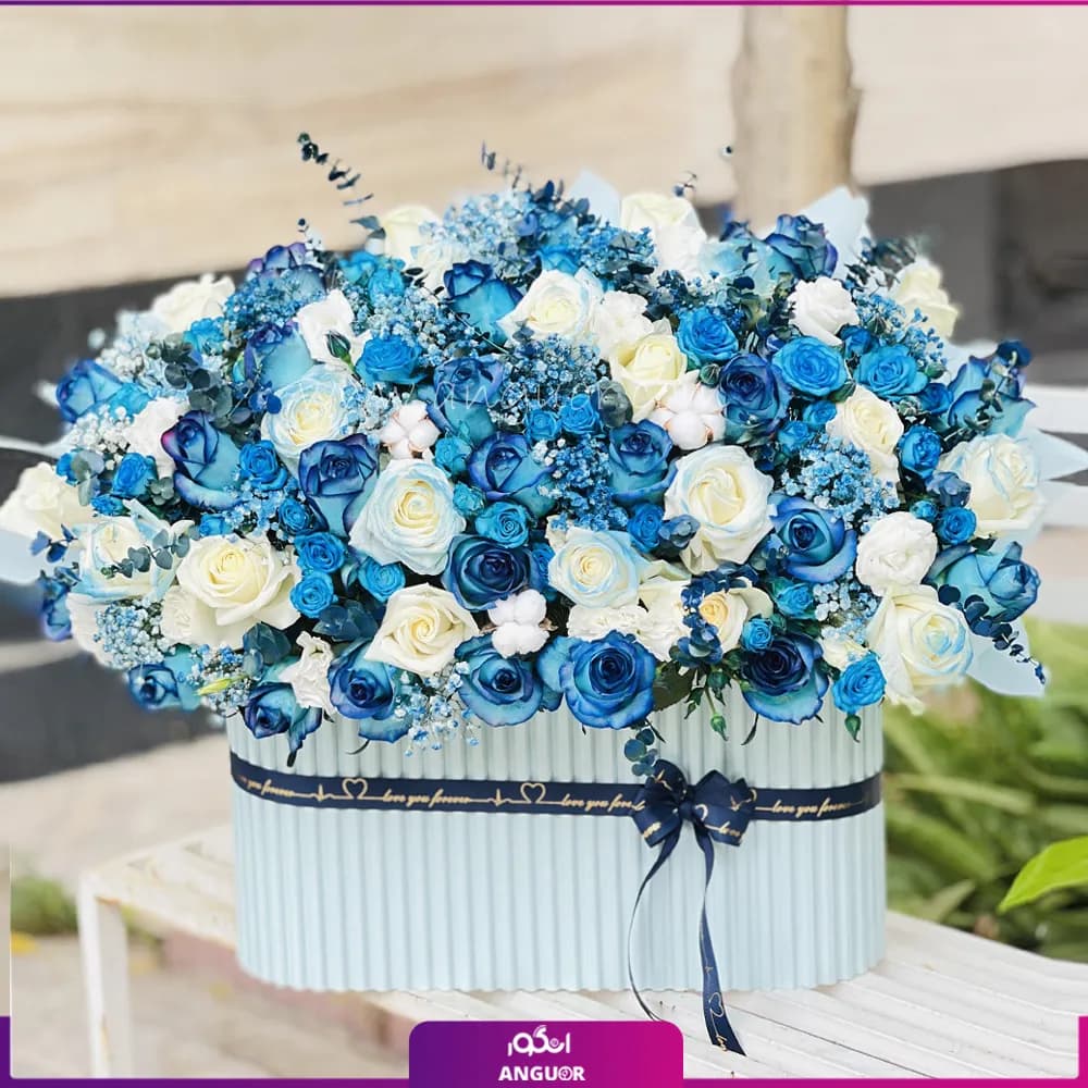 باکس گل به رنگ دریا