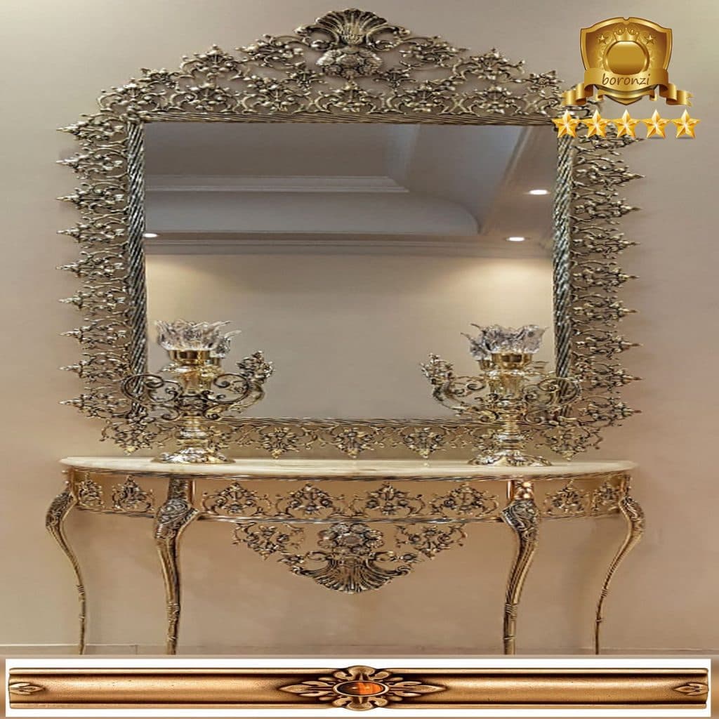 آینه کنسول برنزی مربع کد۱۱۸