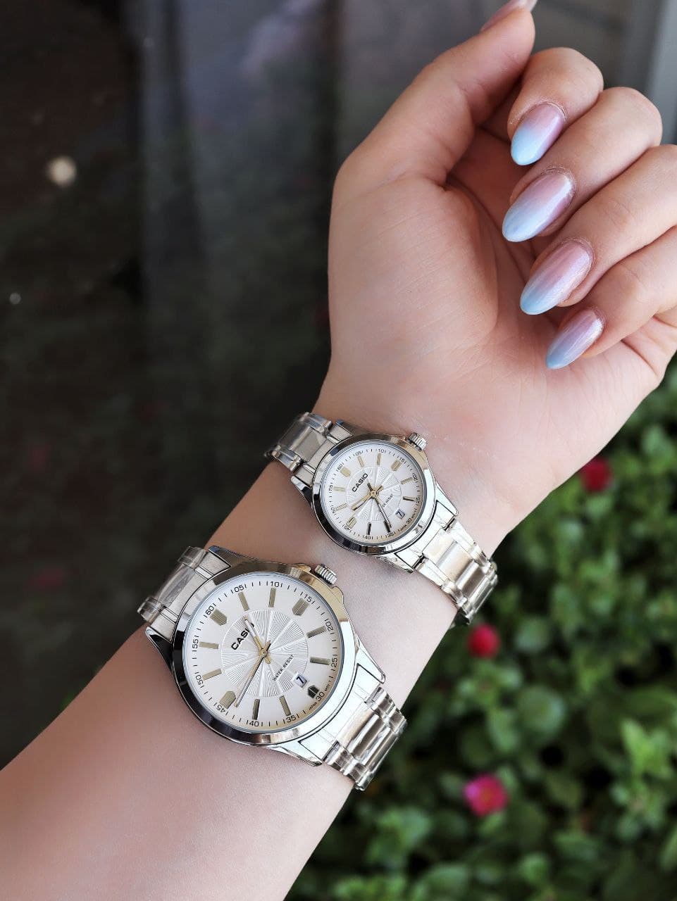 ست ساعت مردانه زنانه کاسیو casio ضدآب رنگ ثابت بند قفلی تاریخ دار کیفیت عالی دارای رنگ بندی کد 2116006