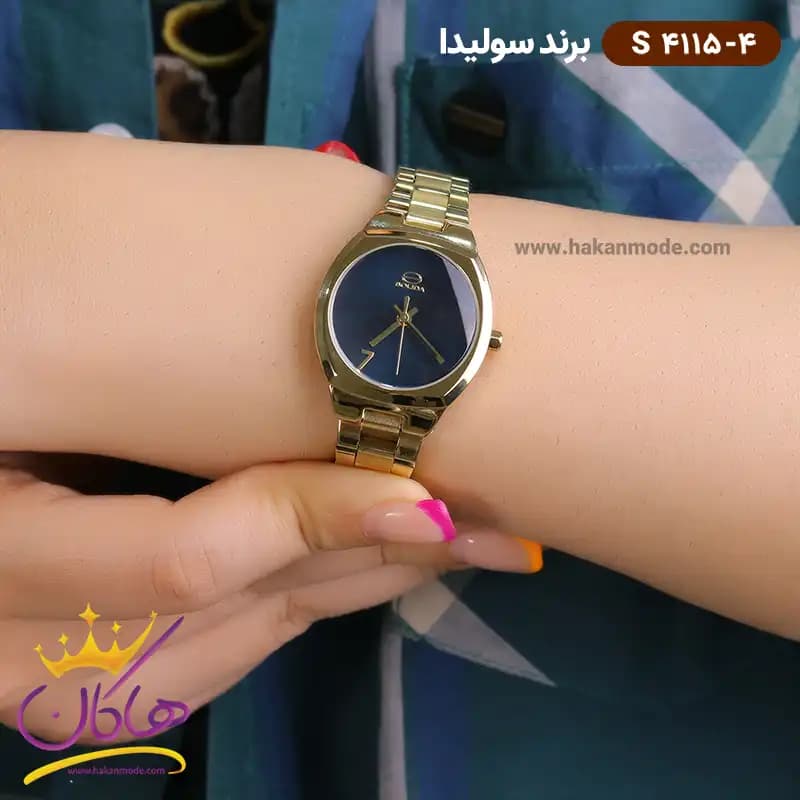 ساعت سولیدا زنانه استیل طلایی صفحه سرمه ای S4115/4 — تصویر ۲