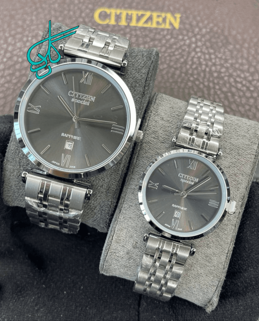 ست ساعت زنانه و مردانه سیتیزن اسپشیال کیفیت عالی رنگ ثابت موتور ژاپن کد 2115980 — تصویر ۲