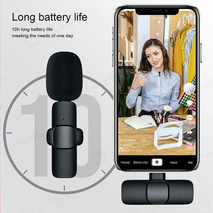 میکروفن یقه ای تکی لایتنینگ مدل K9 (مخصوص گوشی های آیفون) — تصویر ۴