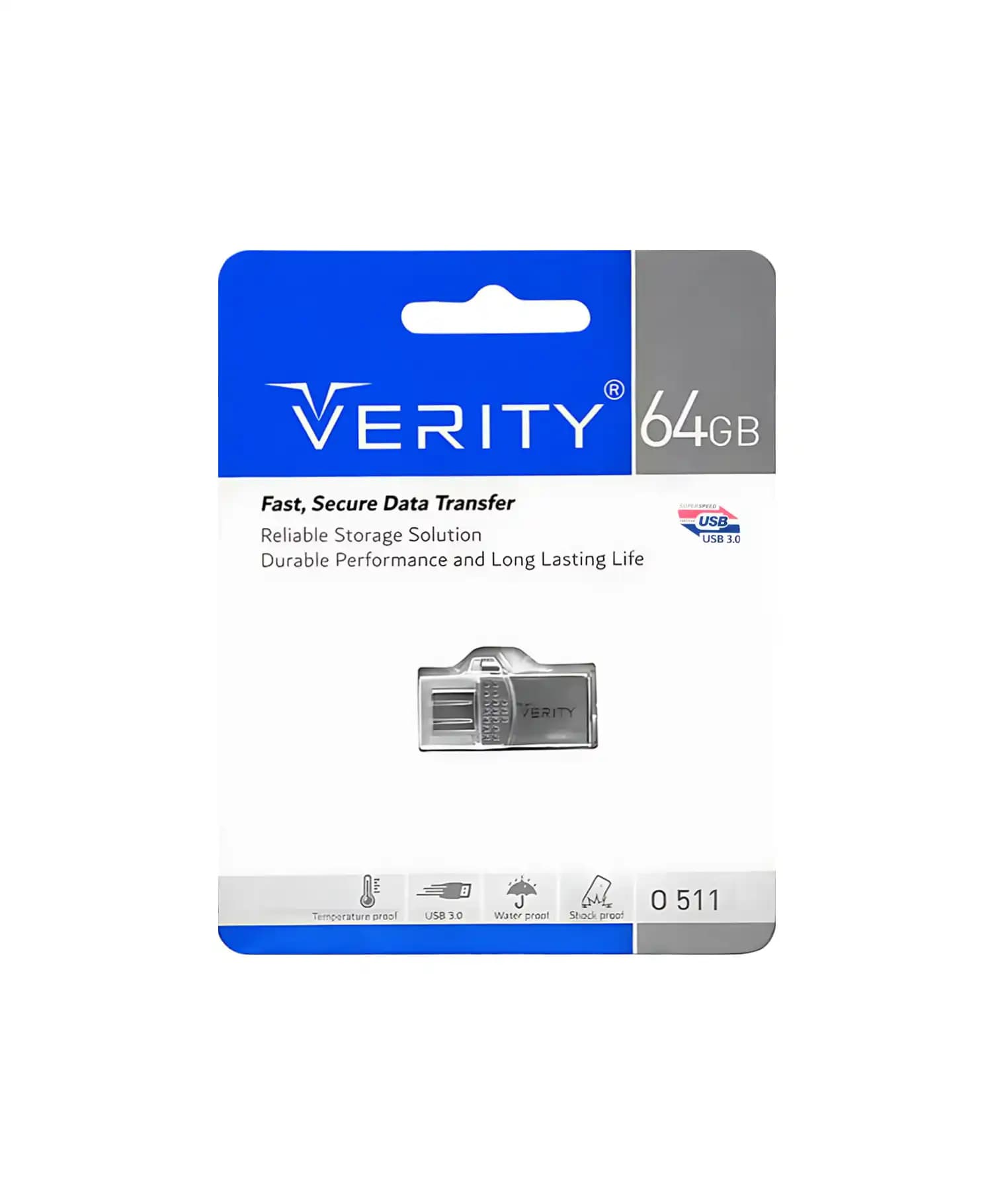فلش مموری وریتی O511 USB 3.0 + Type-C ظرفیت 64 گیگابایت — تصویر ۳
