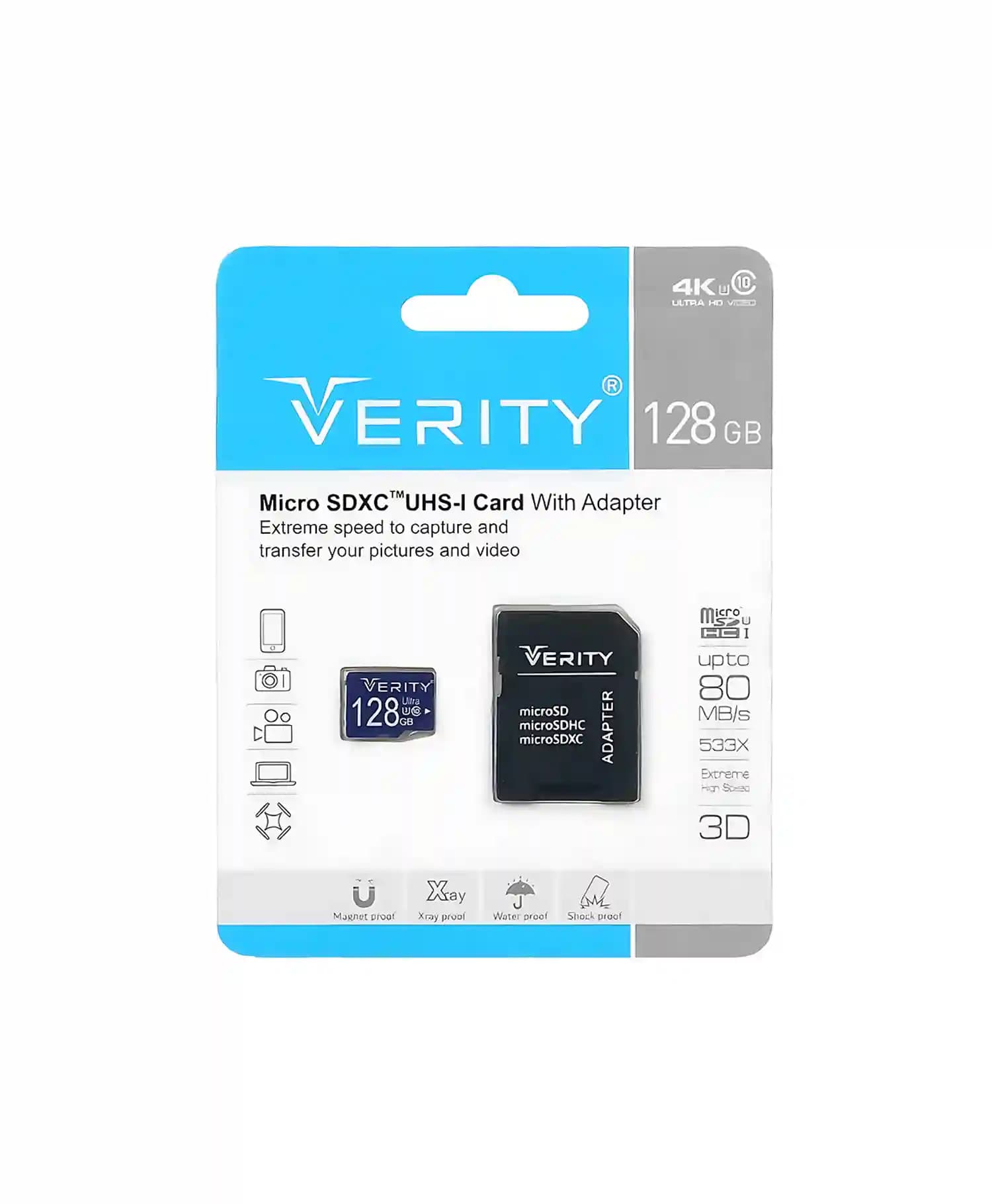 کارت حافظه microSDXC UHS-1 وریتی 128 گیگابایت همراه با آداپتور SD — تصویر ۲