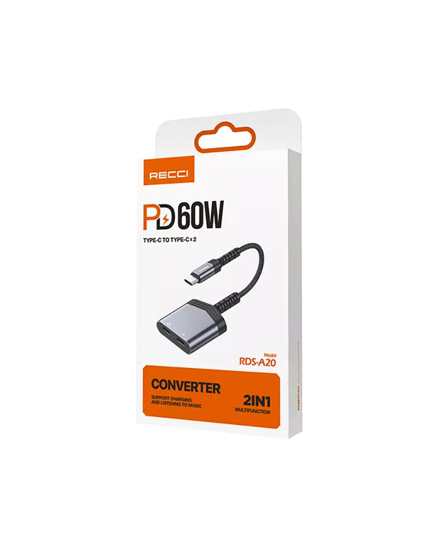 مبدل 1 به 2 Type-C رسی 60W مدل RDS-A20 — تصویر ۵