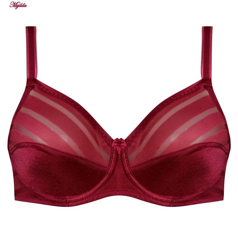 سوتین زنانه پرلون فنردار زرشکی اما کد 4930-4500 — تصویر ۲