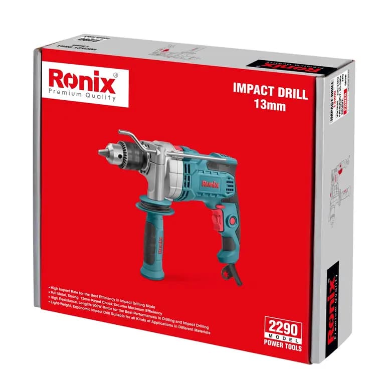 دریل چکشی رونیکس 900 وات مدل 2290 (نیم تنه فلزی) ronix — تصویر ۲