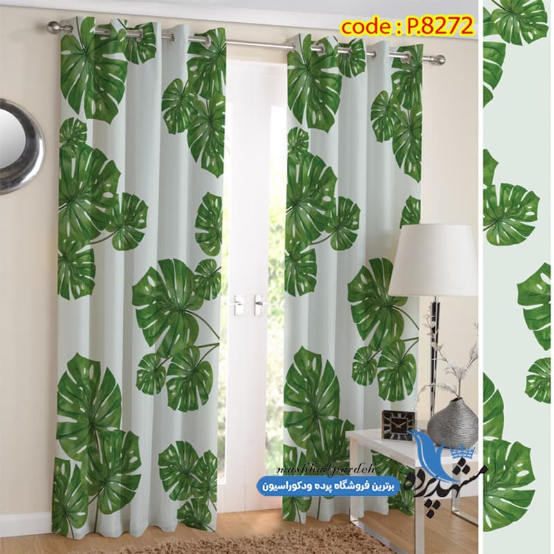پرده پانچ گلدار طرح گل برگ انجیری کد P8272