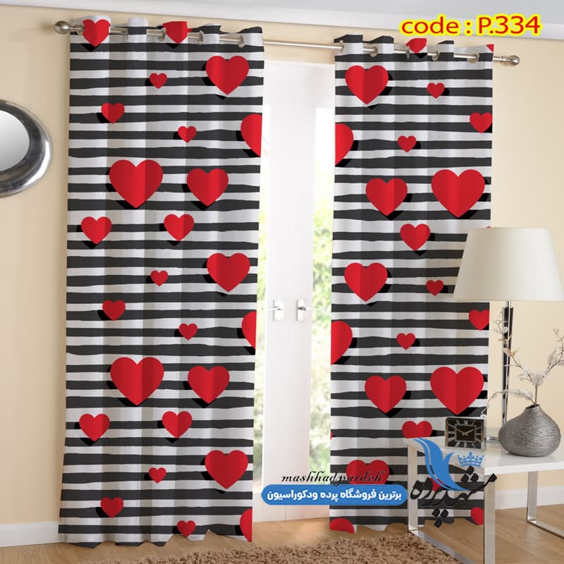 پرده پانچ فانتزی طرح قلب کد P334