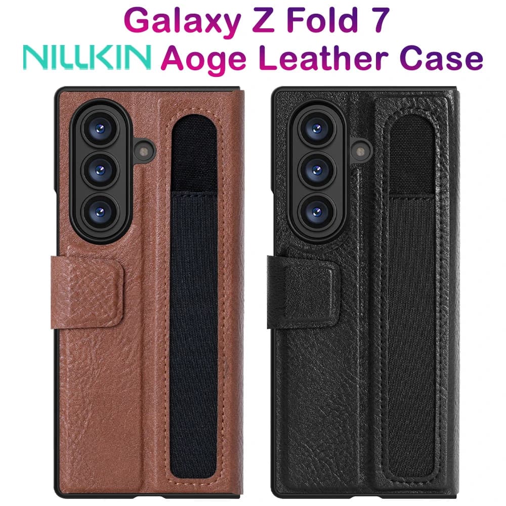 فلیپ کاور چرمی Samsung Galaxy Z Fold 7 مارک نیلکین مدل Aoge Leather Case
