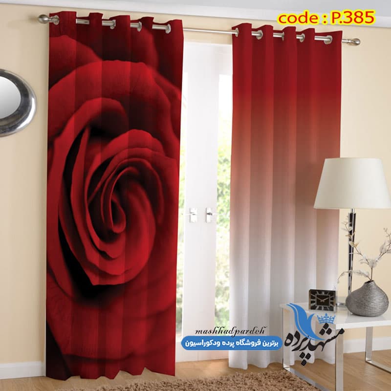 پرده پانچ گلدار طرح گل رُز کد P385