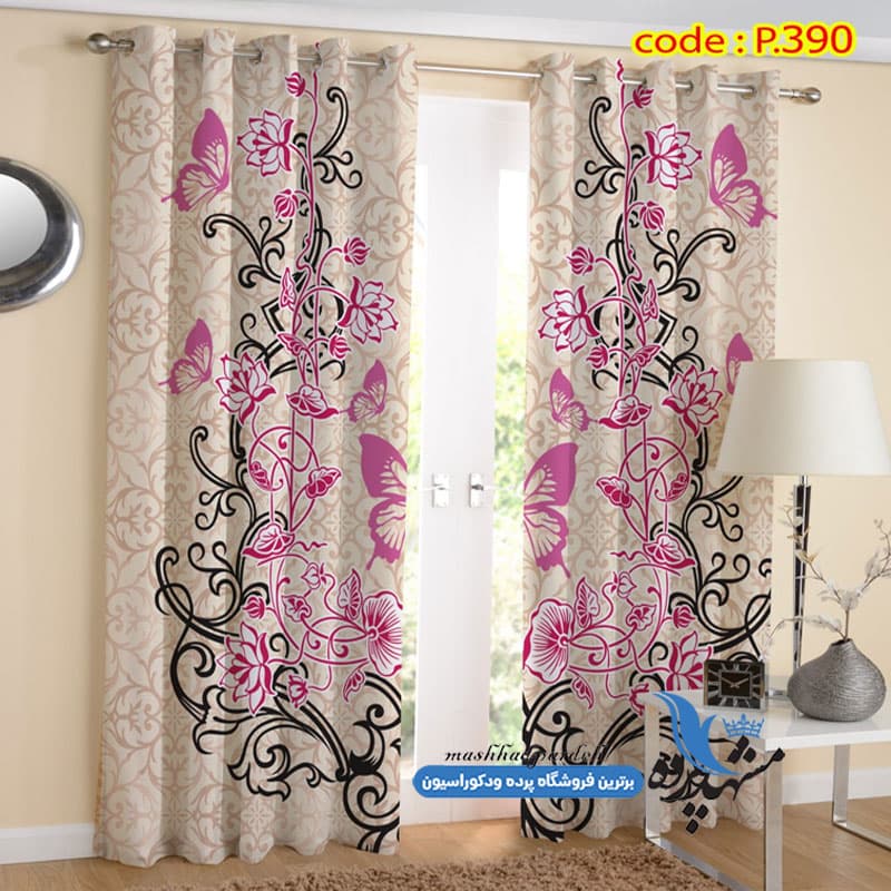 پرده پانچ اسپرت طرح گل و پروانه کد P390