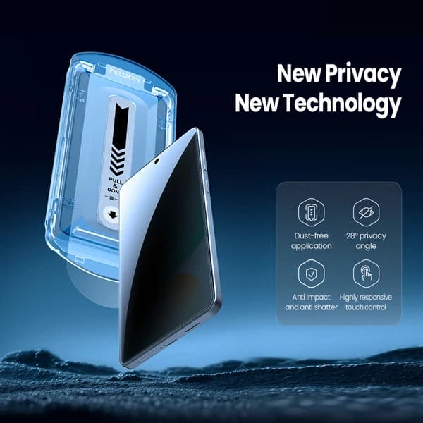 گلس حریم شخصی با ابزار مخصوص نصب Samsung Galaxy S25 Edge مارک نیلکین مدل Guardian — تصویر ۳