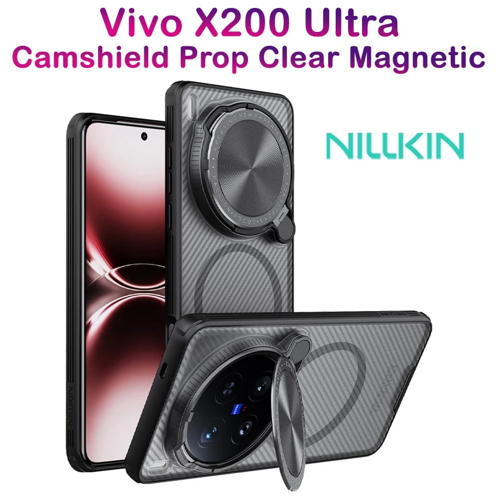 گارد مگنتی نیمه شفاف کمرا استند Vivo X200 Ultra مارک نیلکین مدل Camshield Prop Clear