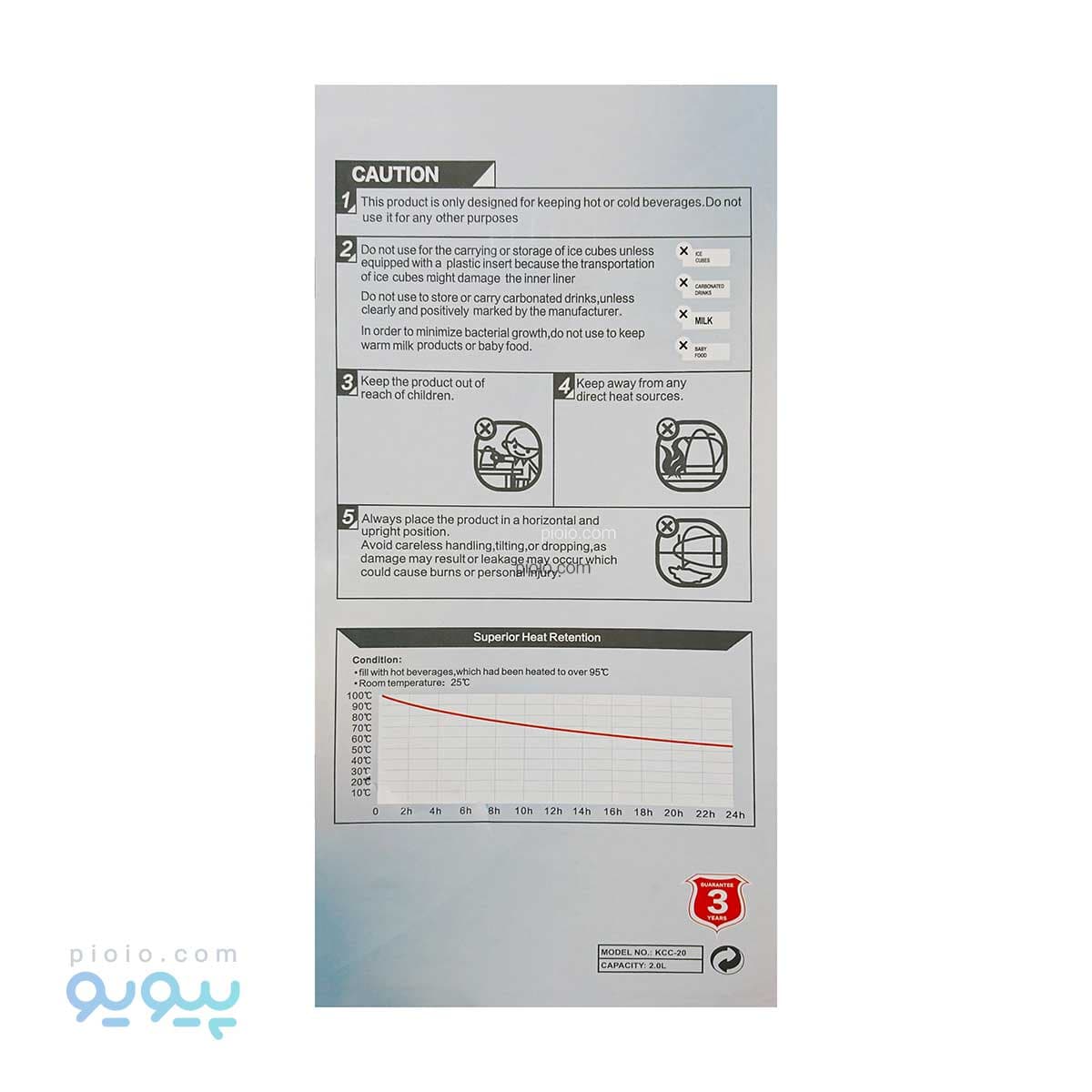 فلاسک 2 لیتری vaucuum jug آیتم KCC-20 — تصویر ۴
