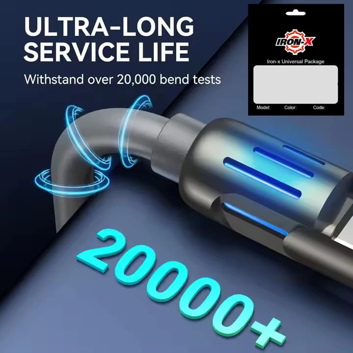 کابل تبدیل USB/USB-C به لایتنینگ/USB-C آیرون ایکس مدل SUPERFAST240W 4IN1 طول 1 متر — تصویر ۴