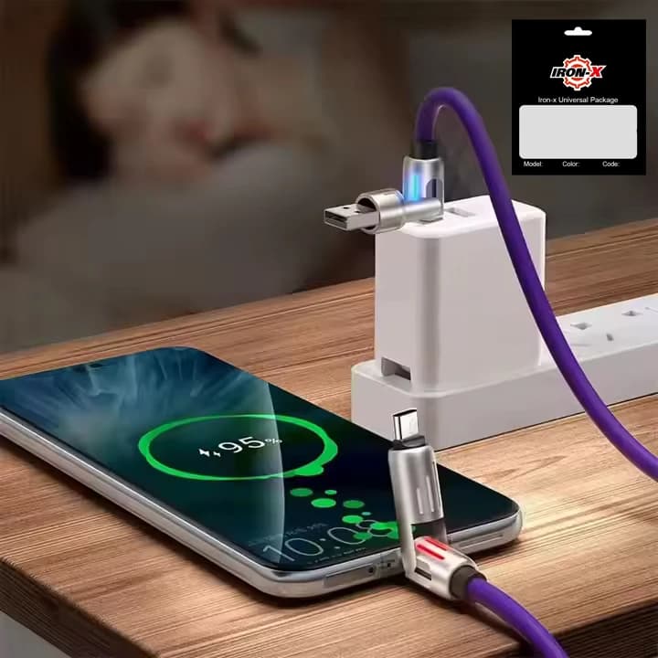 کابل تبدیل USB/USB-C به لایتنینگ/USB-C آیرون ایکس مدل SUPERFAST240W 4IN1 طول 1 متر — تصویر ۲