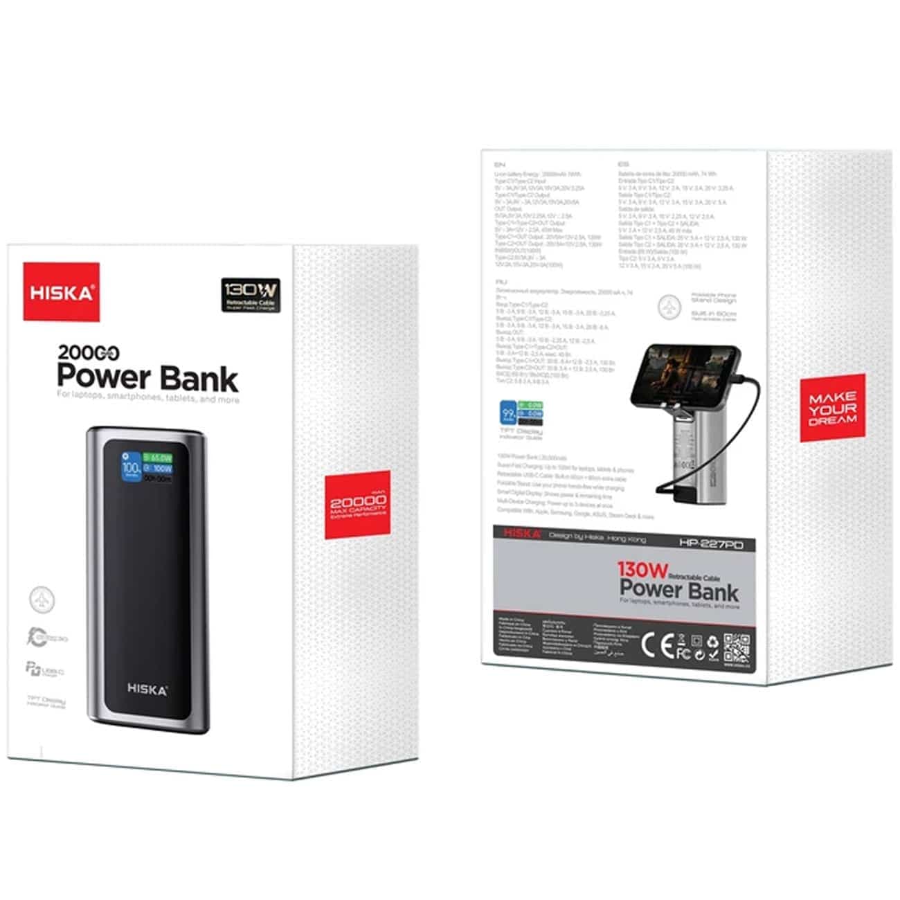 پاور بانک 130 وات هیسکا HISKA مدل HP-227PD ظرفیت 20000 میلی‌آمپر — تصویر ۱۱